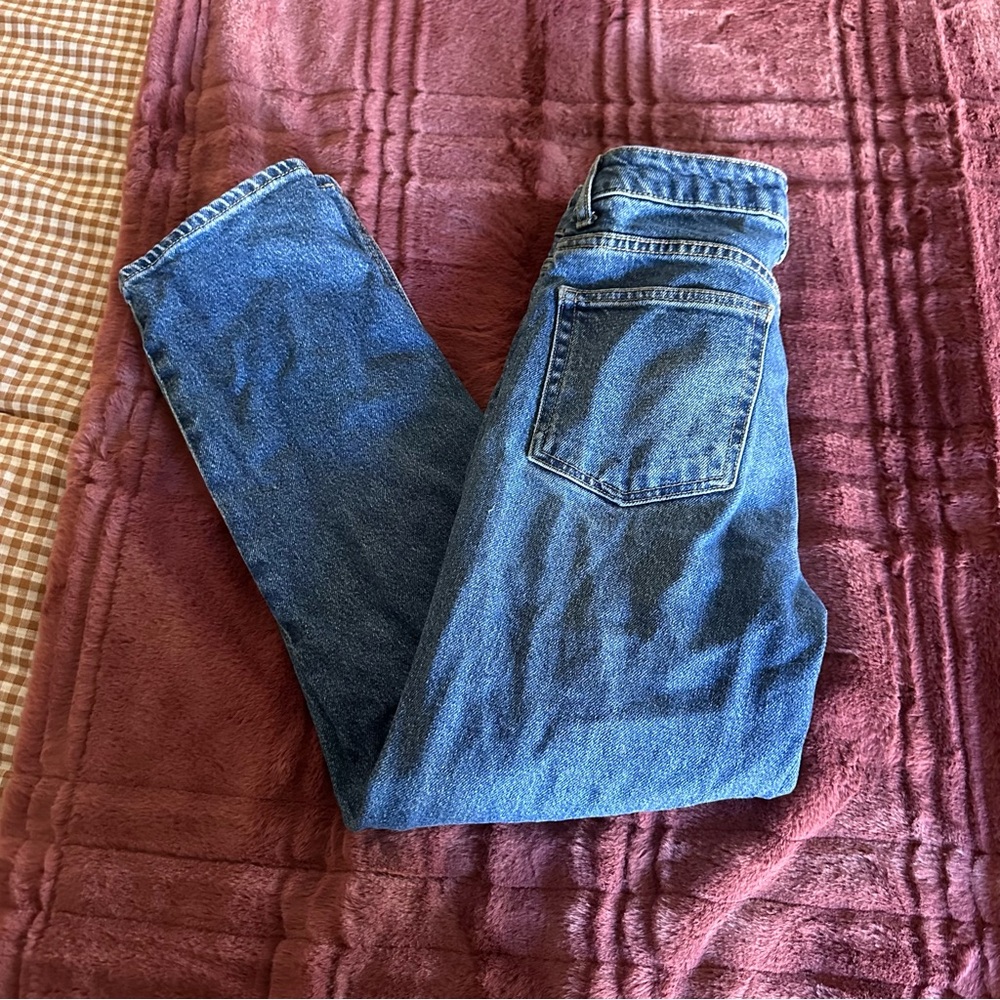 Zara loose fit Straight-Leg High-Rise Jeans (Mid-Wash Denim) Sz 2
